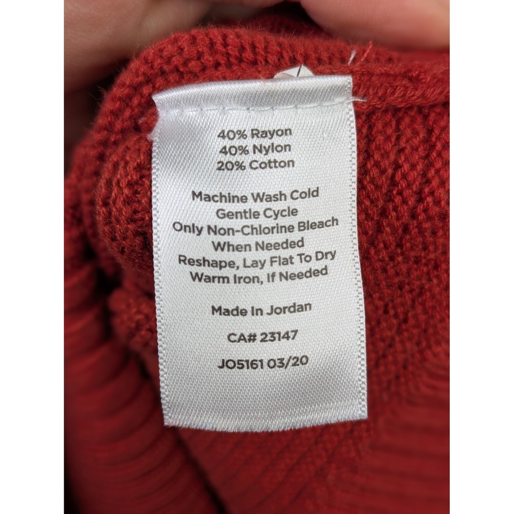 Talbots Women's Knit Turtleneck Top Large Sweater Red/Orange Cotton Blend Cozy - Picture 12 of 13